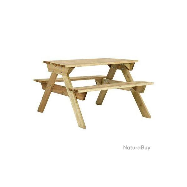 Table de Pique-Nique et Bancs Table Exterieur Jardin 110x123x73cm Bois de pin imprgn