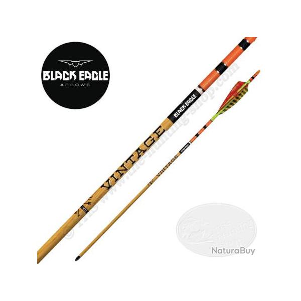 BLACK EAGLE ARROWS Vintage 6 Flches traditionnelle en carbone avec cresting et empennages en plumes