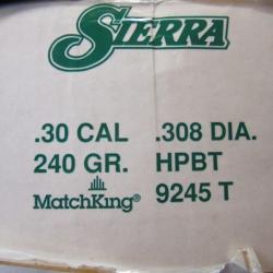 100 ogives Sierra Match King HPBT cal 30  240 grains