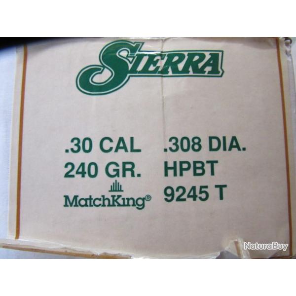100 ogives Sierra Match King HPBT cal 30  240 grains