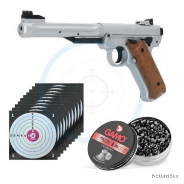 Pack Pistolet Umarex Ruger MARK IV Inox cal. 4.5mm