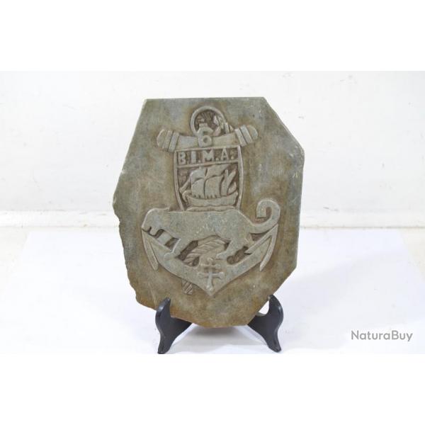 Plaque militaire pierre sculpte 6 BIMa B.I.M.A. Bataillon d'Infanterie de Marine