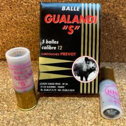 1 BOITE DE 5 CARTOUCHES DE CHASSE PREVOT A BALLES GUALANDI-S CAL.12/70