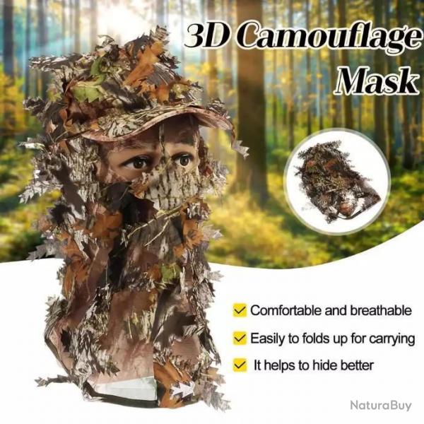 !! LIVRAISON OFFERTE !! Casquette intgrale Camouflage 3D afft chasse