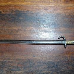 Sabre baïonnette pour fusil Chassepot Gras 1866-74 - monomatricule Saint-Etienne 1874 - BE