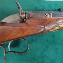 Magnifique pistolet de tir luxe cal 9mm flobert gravé crosse renaissance sculptée de feuilles dorées