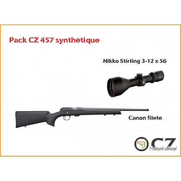 Pack CZ 457 synthtique filet + Nikko Stirling 3-12 x 56 Montage mdium