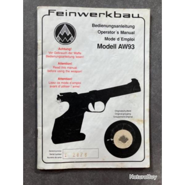 Notice pistolet Feinwerknau aw93