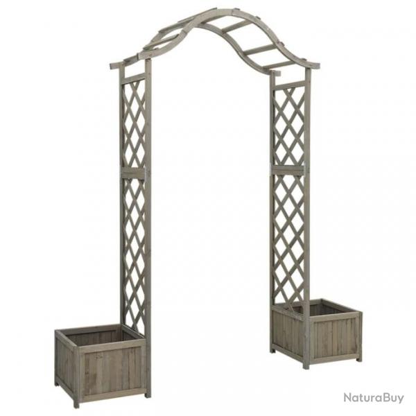 Pergola de jardin avec jardinire Gris Bois pin massif