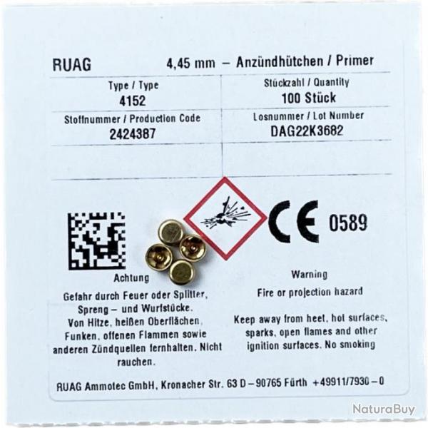 Amorces RWS Boxer Sinoxid 4152 Small Pistol (x100)