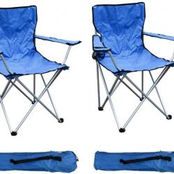 Lot de 2 chaises de pêche - 120 kg de charge - Sac de transport - Bleu