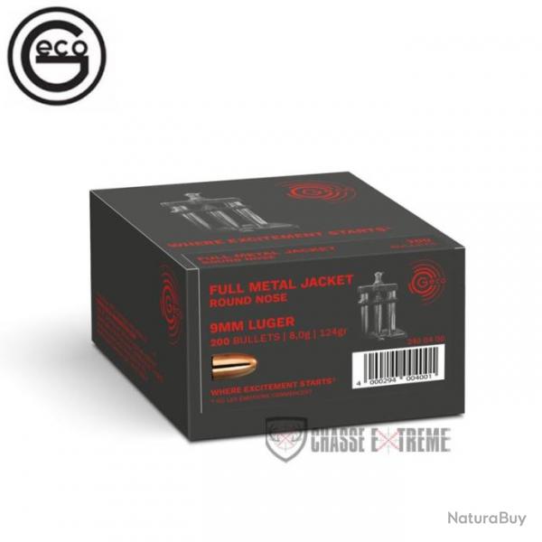 Ogives GECO Cal 9mm 124gr FMJ (x200)