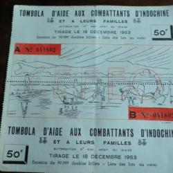 TOMBOLA D AIDE AUX COMBATTANTS D INDOCHINE  DECEMBRE 1953   / No 041802