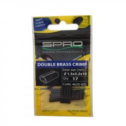 Tube de sertissage Spro Matte Black Double Brass Crimp par 17 1,0x2,2x8mm