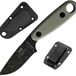 Couteau ESEE Izula II Black Oxide Lame Acier Carbone 1095 Manche Micarta Etui Kydex USA ESIZ2BBO