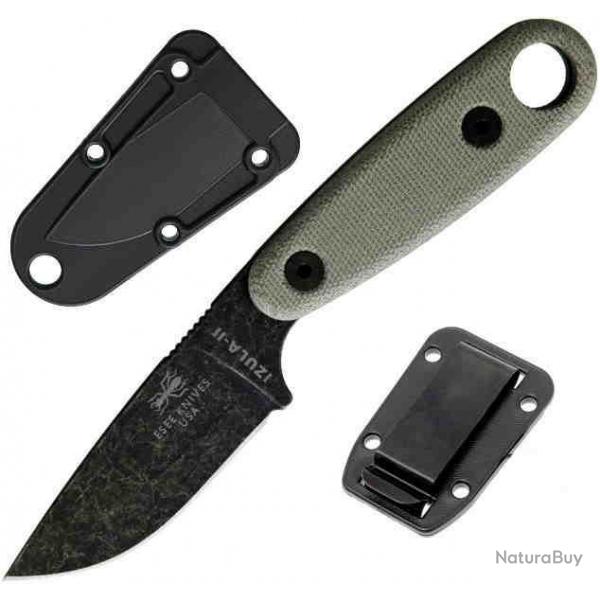 Couteau ESEE Izula II Black Oxide Lame Acier Carbone 1095 Manche Micarta Etui Kydex USA ESIZ2BBO