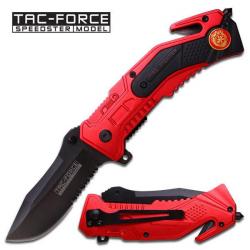 Couteau Tactical Rescue Evasion Pompier Ouverture Assistée Lame Inox Cutter Brise Vitres TF688FD