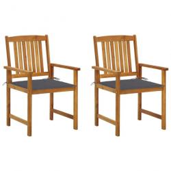 Chaises de jardin avec coussins 2 pcs Bois d'acacia massif