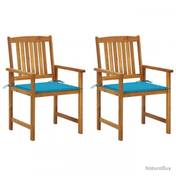 Chaises de jardin avec coussins 2 pcs Bois d'acacia massif