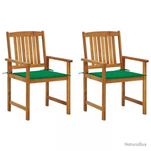 Chaises de jardin avec coussins 2 pcs Bois d'acacia massif