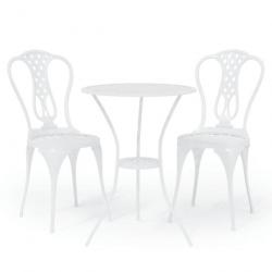 Ensemble de bistro 3 pcs Aluminium coulé Blanc