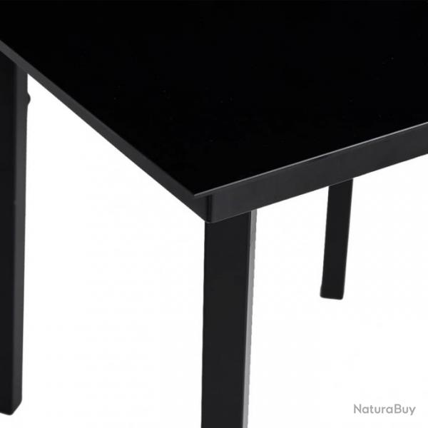 vidaXL Table  dner de jardin Noir 140x70x74 cm Acier et verre