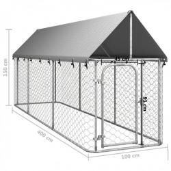 Chenil extérieur avec toit pour chiens 400x100x150 cm