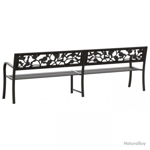 Banc double de jardin 246 cm Noir Acier