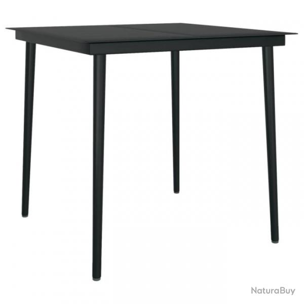 Table  dner de jardin Noir 80x80x74 cm Acier et verre