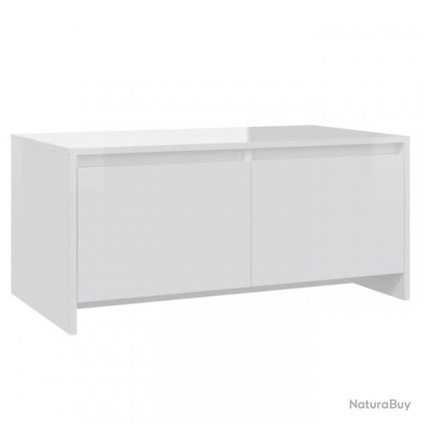 Table basse Blanc brillant 90x50x41,5 cm Agglomr