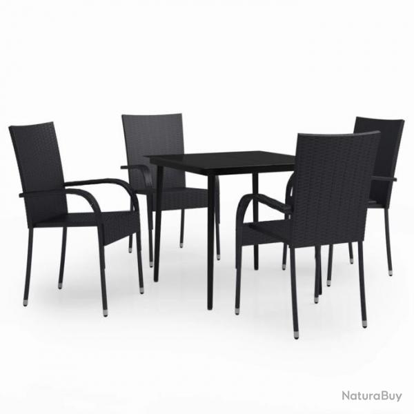 Ensemble de salle  manger de jardin 5 pcs Noir