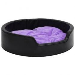 Lit pour chiens Noir et violet 99x89x21cm Peluche et similicuir