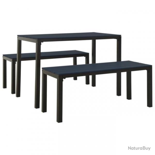 Ensemble de salle  manger de jardin 3 pcs Acier et WPC Noir