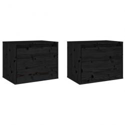 Armoires murales 2 pcs Noir 45x30x35 cm Bois de pin massif