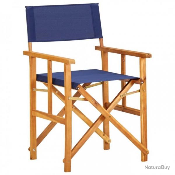 Chaise de metteur en scne Bois massif d'acacia Bleu