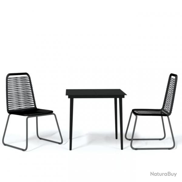 Ensemble de salle  manger de jardin 3 pcs Noir