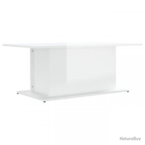 Table basse Blanc brillant 102x55,5x40 cm Agglomr