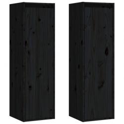 Armoires murales 2 pcs Noir 30x30x100 cm Bois de pin massif