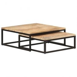 Tables gigognes 2 pcs Bois solide de manguier