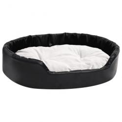 Lit pour chiens Noir et beige 90x79x20 cm Peluche et similicuir