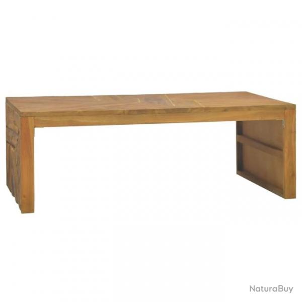 Table basse Bois de teck massif 110x60x38 cm