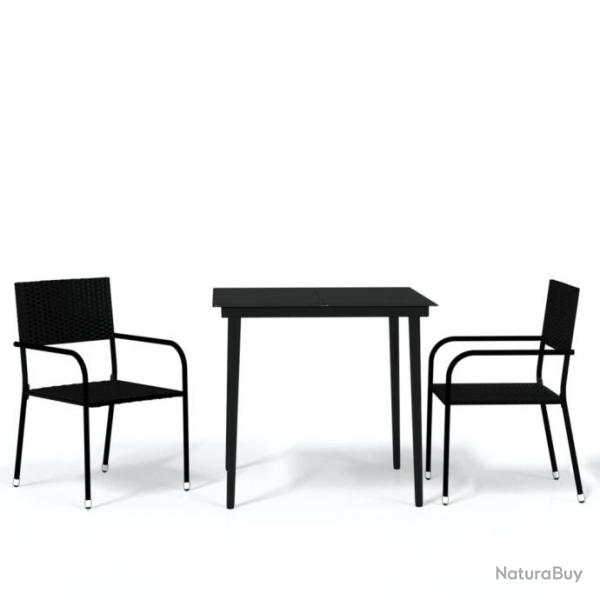 Ensemble de salle  manger de jardin 3 pcs Noir