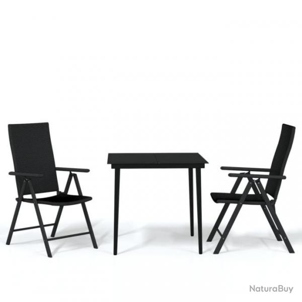 Ensemble de salle  manger de jardin 3 pcs Noir