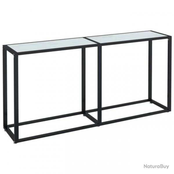 Table console Marbre blanc 160x35x75,5 cm Verre tremp