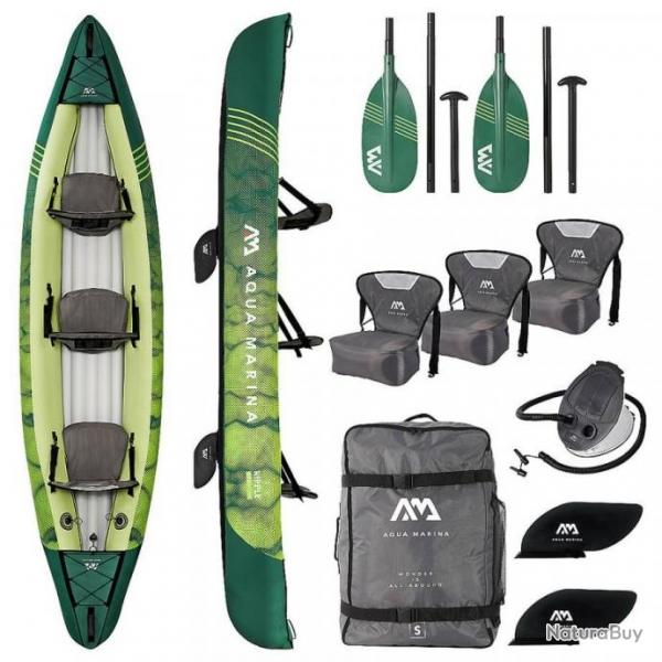 Cano Gonflable 3 Places Ripple 370 AquaMarina 2-3 personnes Kayak 12.2