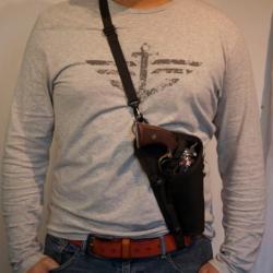 holster d'épaule léger pour revolver à poudre noire type Remington 1858 , Colt 1860,Pietta Uberti