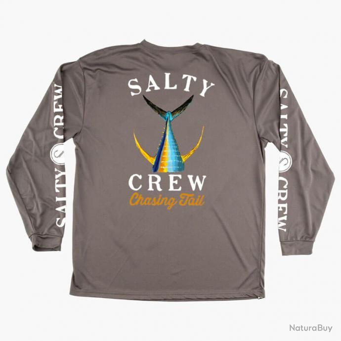 L Shirt Salty Crew Tech Rashguard Tailed Charcoal - Tee-shirts de Pêche  (9208269)