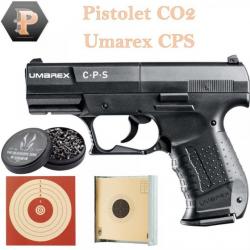 Pack Pistolet à plomb CO2 Umarex CPS Cal.4,50MM 8 coups + porte cible + cibles + plombs