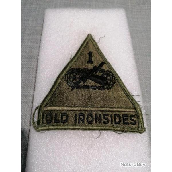 Patch arme us 1st ARMORED DIVISION GREEN + TAB OLD IRONSIDE kaki ORIGINAL