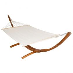 Hamac avec support 2 places double XXL support bois 4,15 mètres chaise longue blanc marron 08_00001